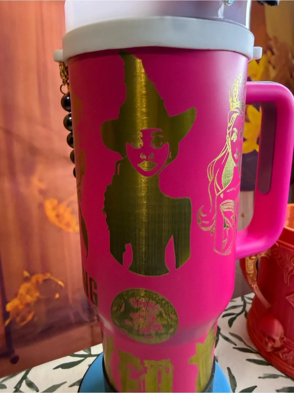 40oz Custom Engraved Wicked Tumbler with Iridescent bling